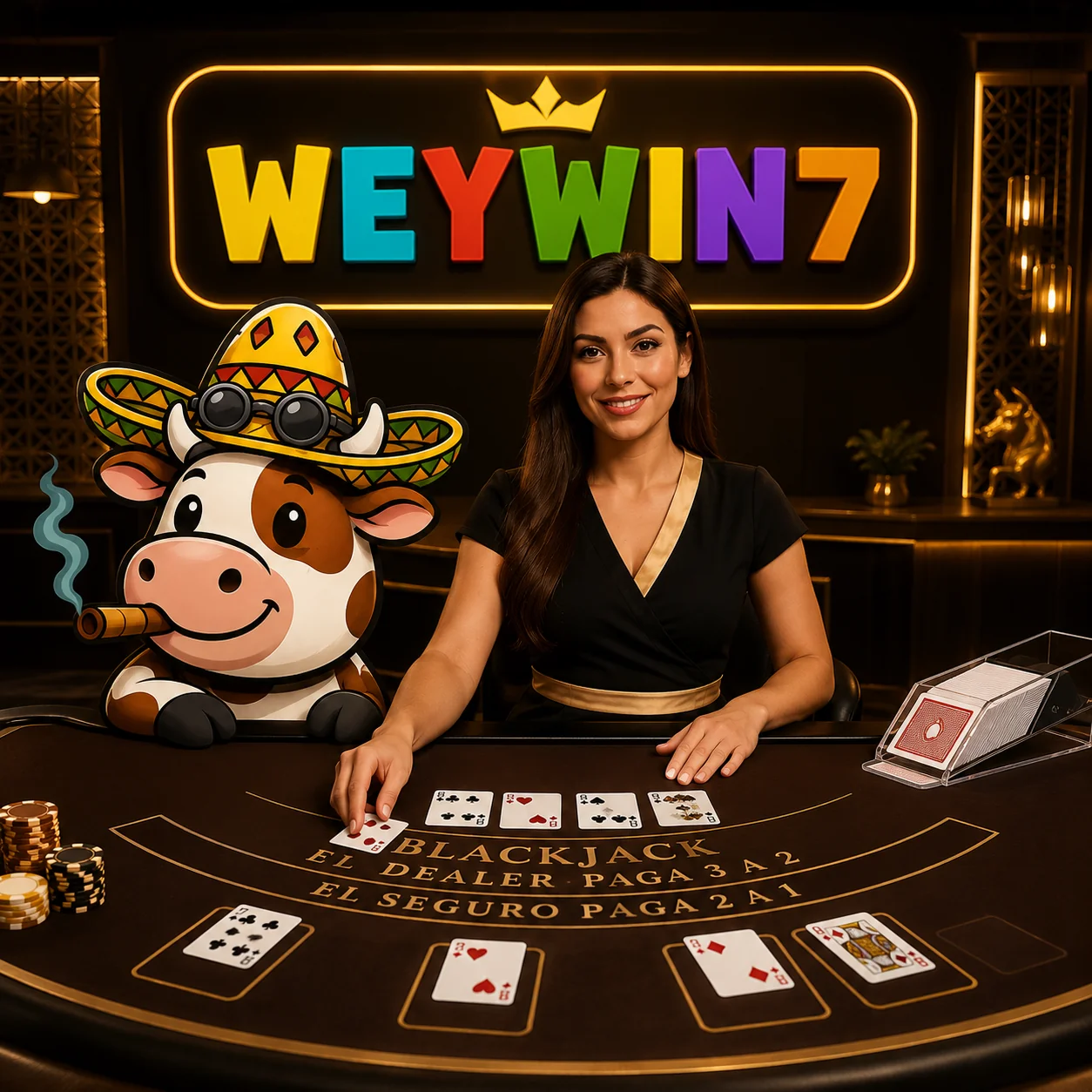 Mesa de blackjack en vivo de WeyWin7 Casino con crupier real